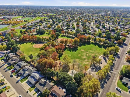 an aerial view of a city