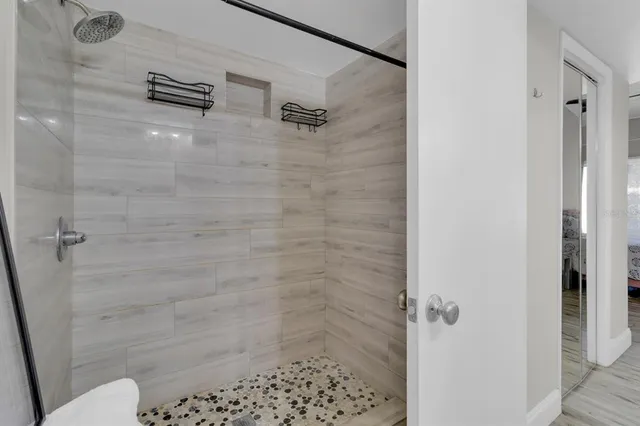 a bathroom with a shower