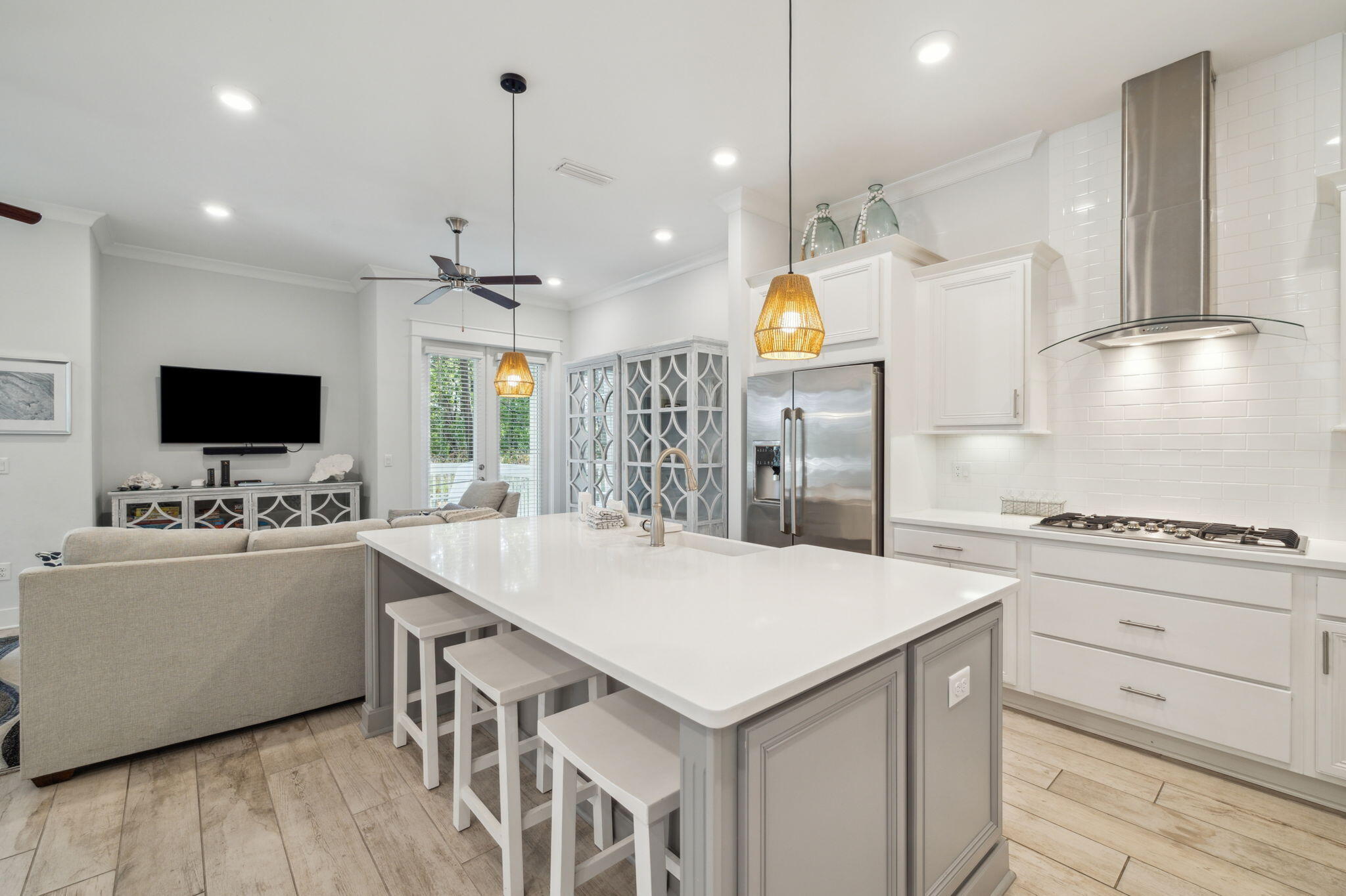 309 Milestone Dr Inlet Beach, Unit A Inlet Beach, FL 32461 - Photo 11 of 54 a kitchen that has a lot of counter space and wooden floor