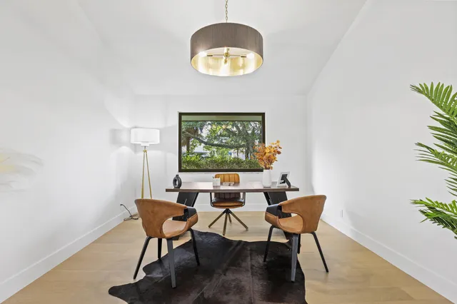 a view of small space with wooden floor