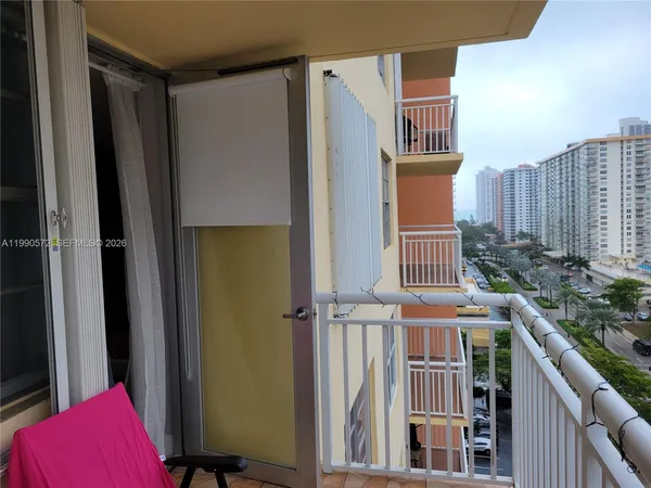 a view of city from a balcony