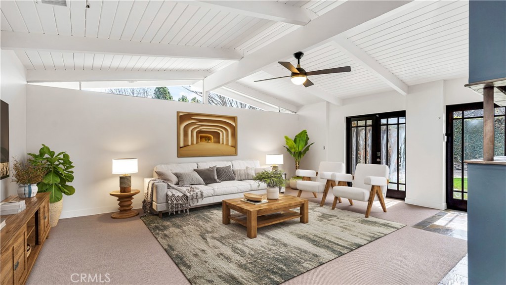 3317 Lees Avenue Long Beach, CA 90808 - Photo 5 of 75 Expansive Family/Living Room with French doors to Private Courtyard and the trademark Cliff May Clerestory Windows. (Virtually Staged)