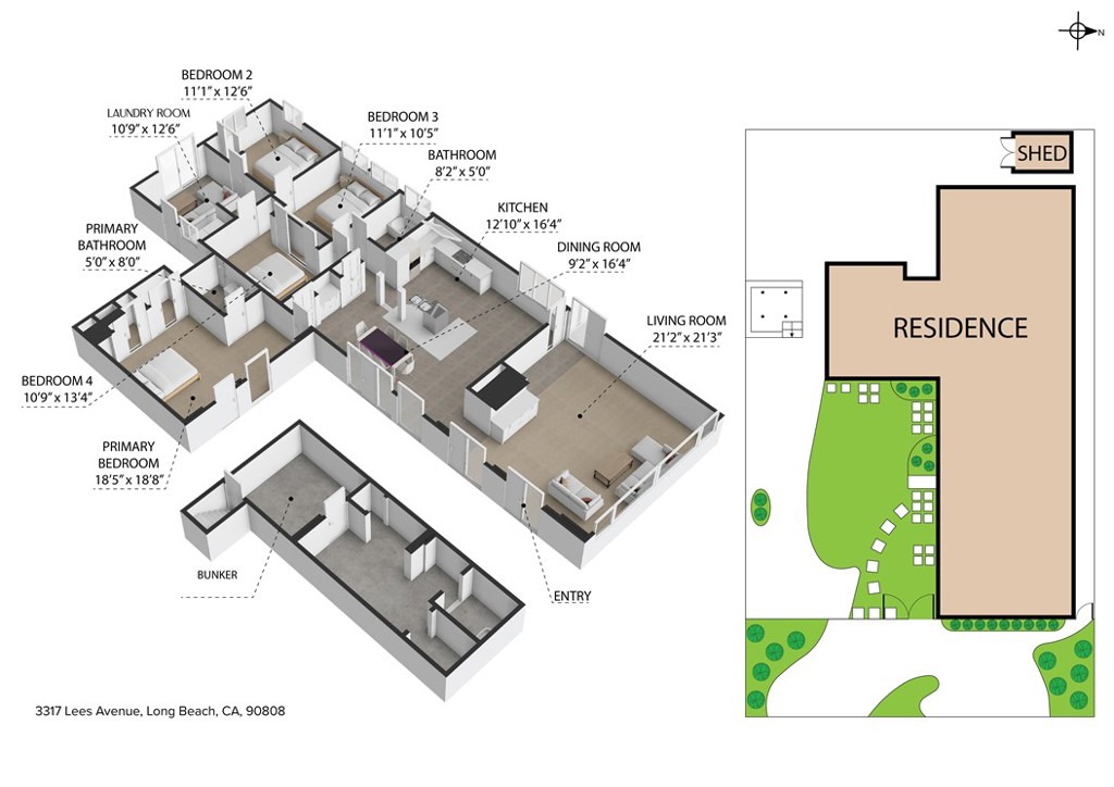 3317 Lees Avenue Long Beach, CA 90808 - Photo 74 of 75 3D Floorplan of Home and Bunker