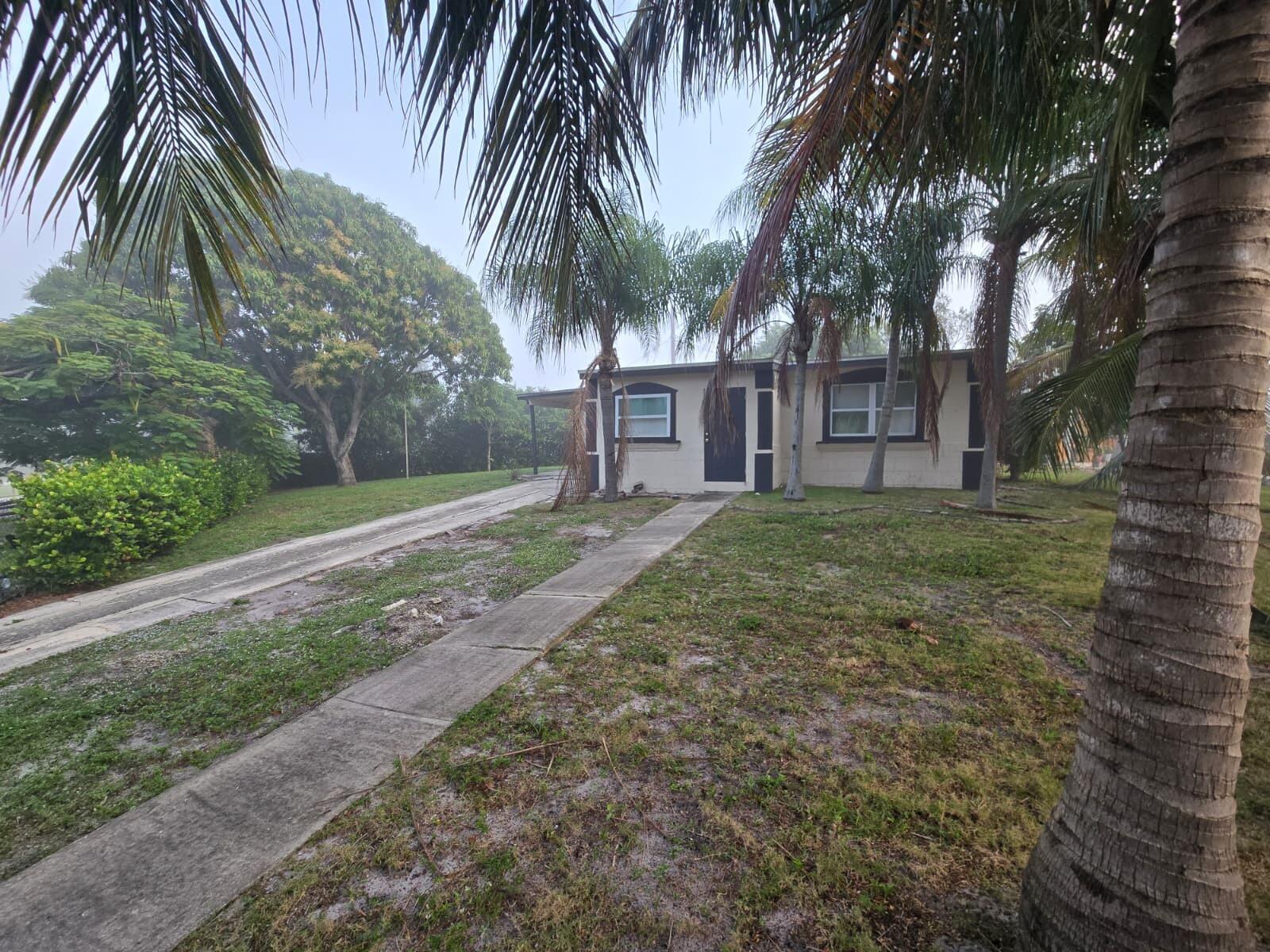 a house with palm tree in front of it