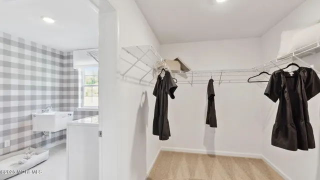a view of small space with racks on the wall