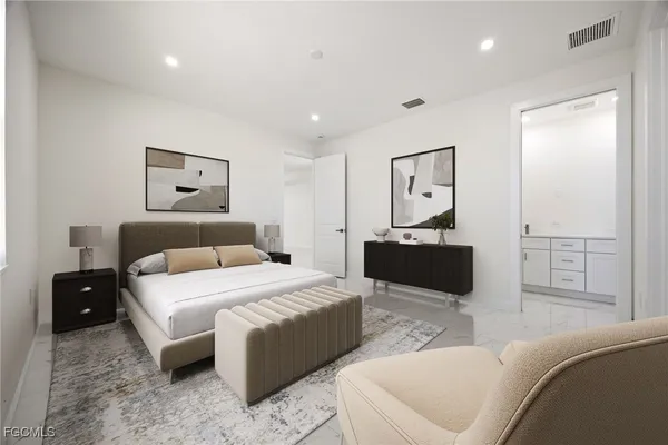 a view of a white house with a big yard and a large tree