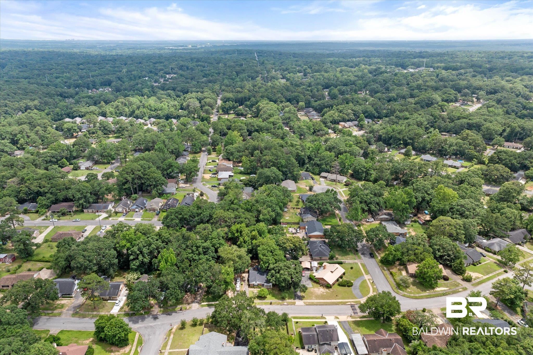 5645 Green Tree Road Mobile, AL 36609 - Photo 27 of 30 Aerial perspective of suburban area with a heavily wooded area