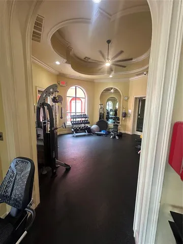 a view of a room with gym equipment