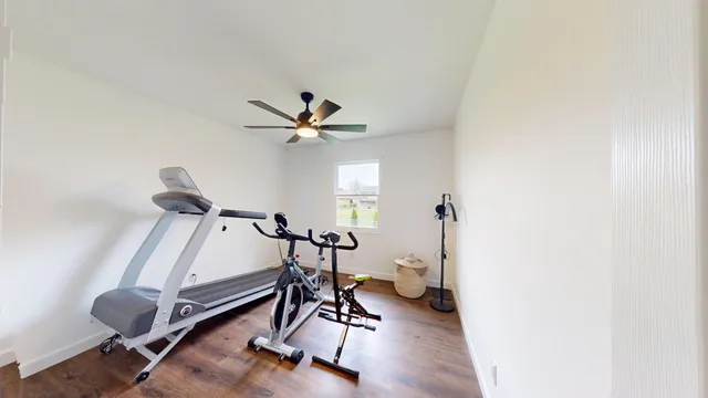 a view of a room with gym equipment