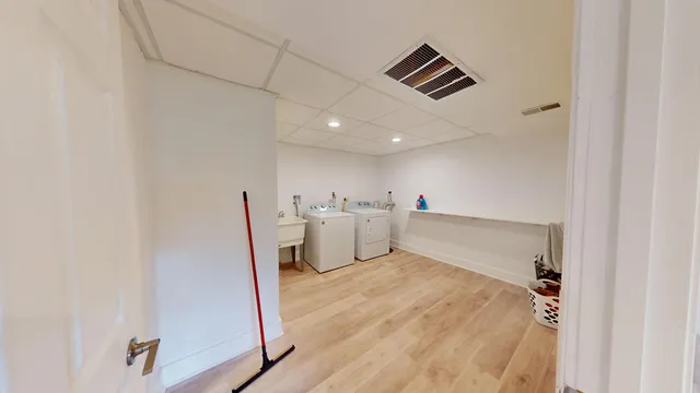 a room with a washer and dryer