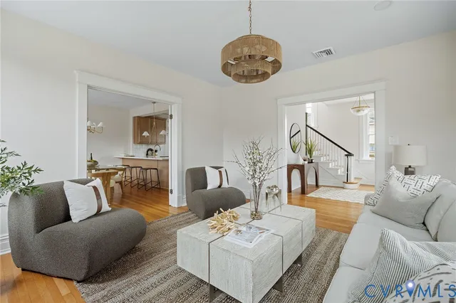 a living room with furniture