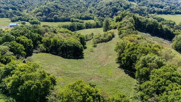 an aerial view of a houses with a yard
