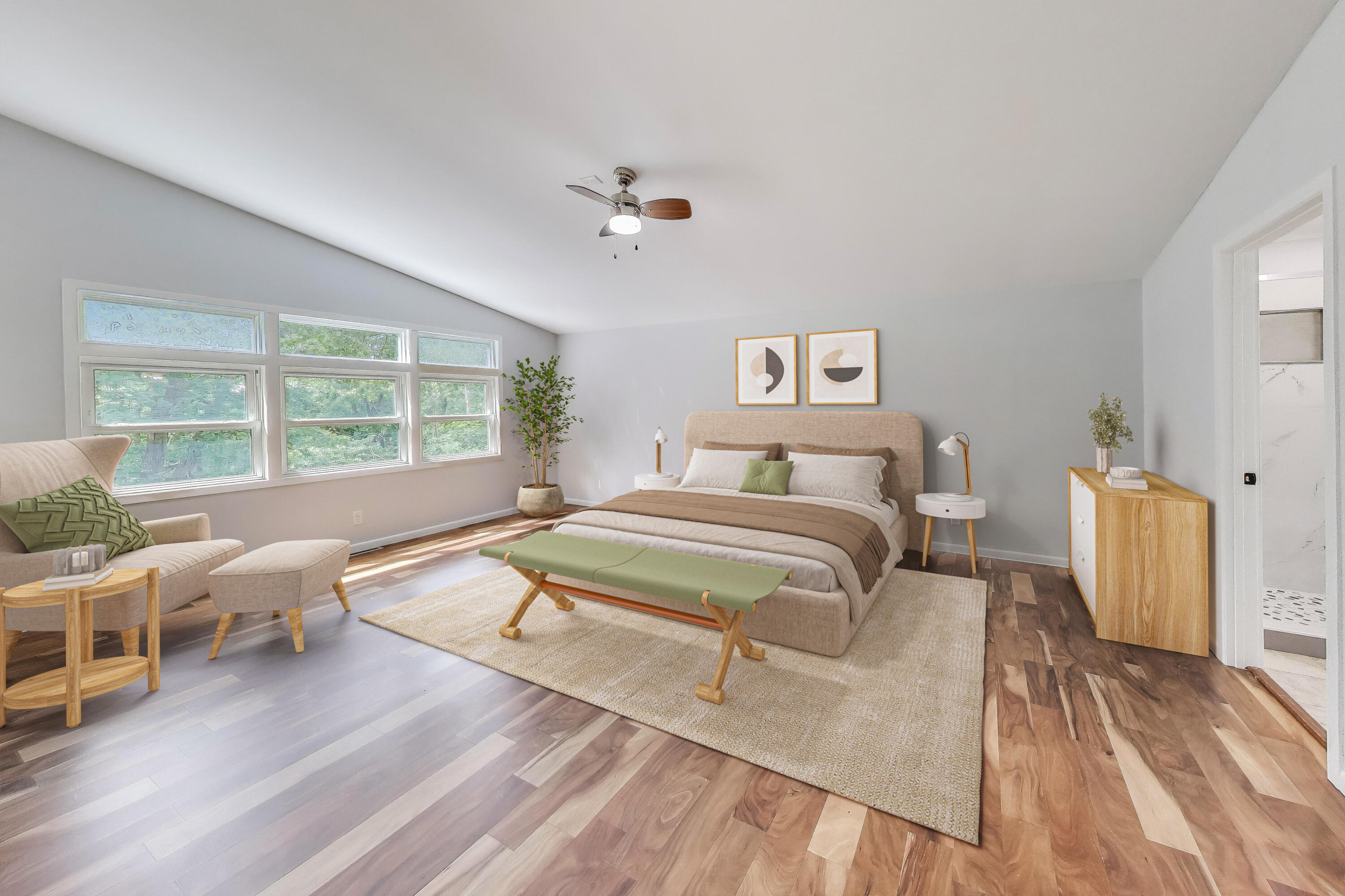 1009 Lake George Drive Hobart, IN 46342 - Photo 22 of 73 a bedroom with a bed and large windows