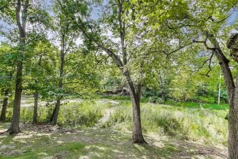 a backyard of a house with lots of green space