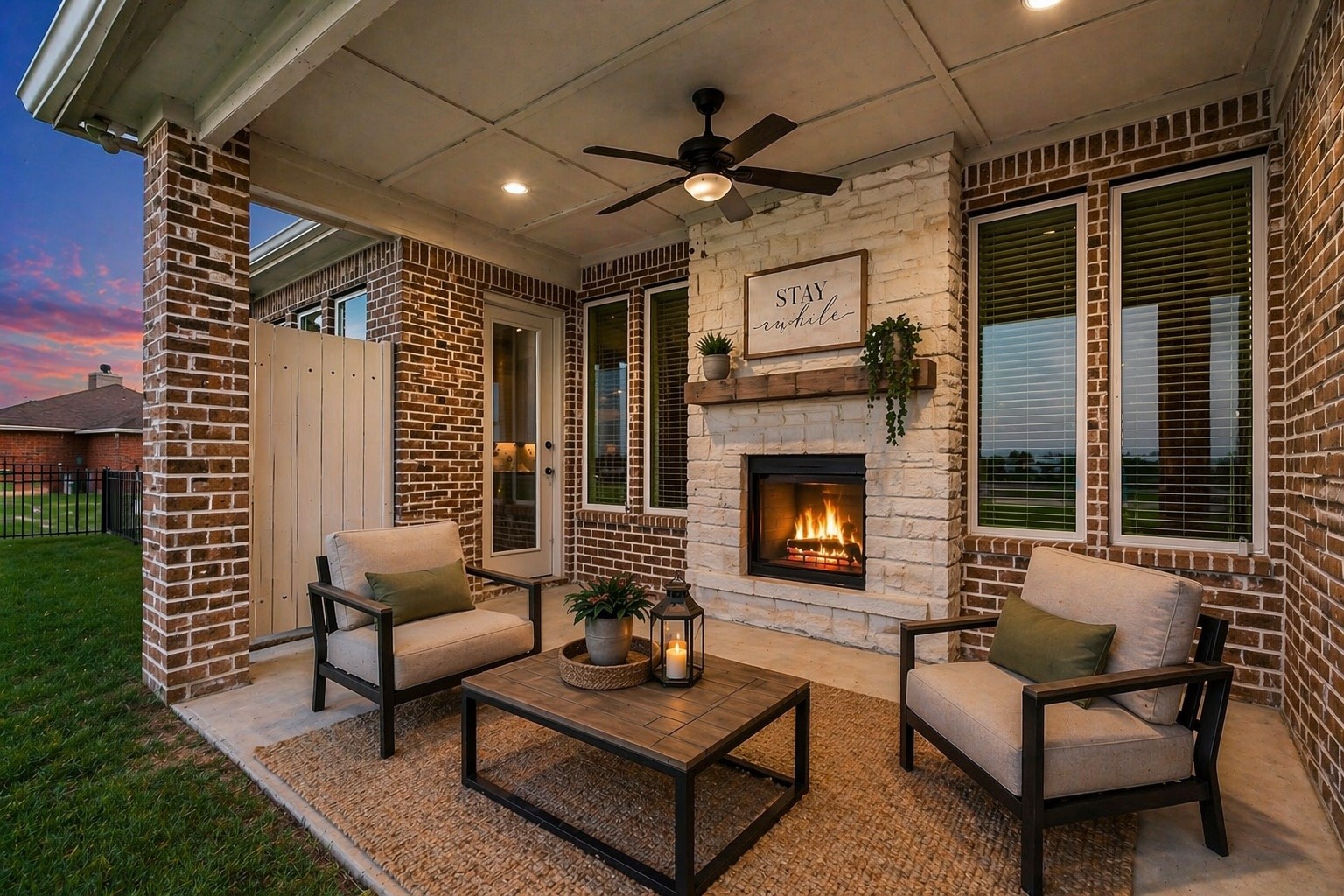 803 Lily Lane Rosharon, TX 77583 - Photo 3 of 36 Back patio with fireplace to relax and enjoy the lake views