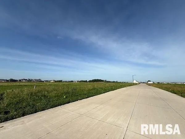 a view of a pathway both side of grassy field with ocean view