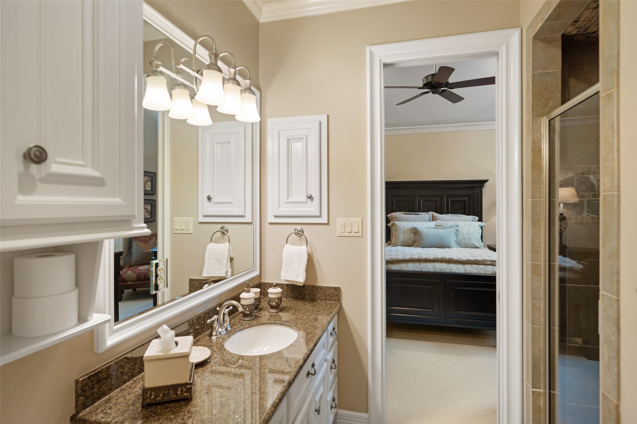 59 East Ambassador Bend Spring, TX 77382 - Photo 31 of 48 This secondary en-suite bathroom features a shower and granite countertops.