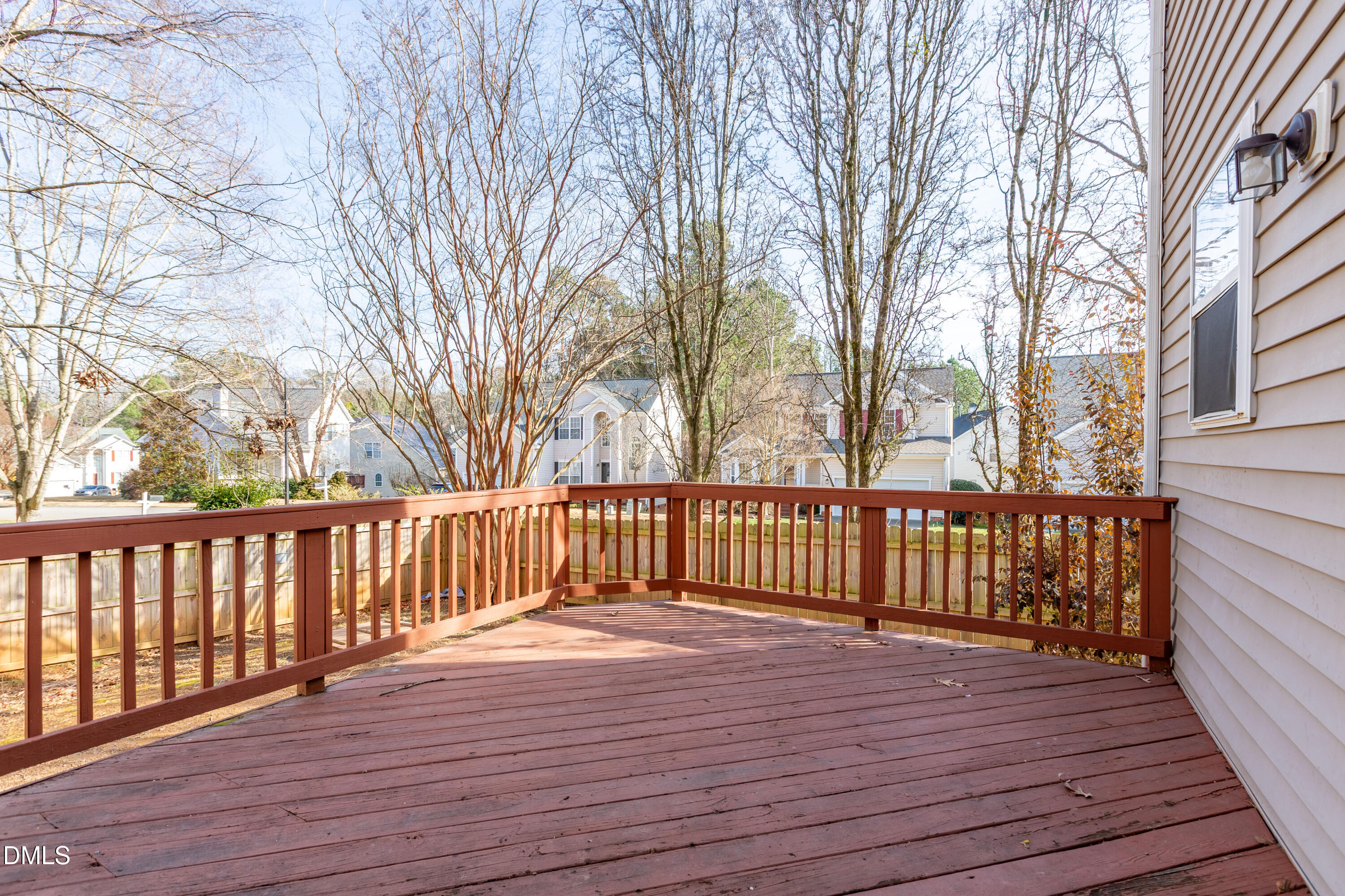 2339 School Creek Place Raleigh, NC 27606 - Photo 38 of 59 a view of deck with wooden floor and fence