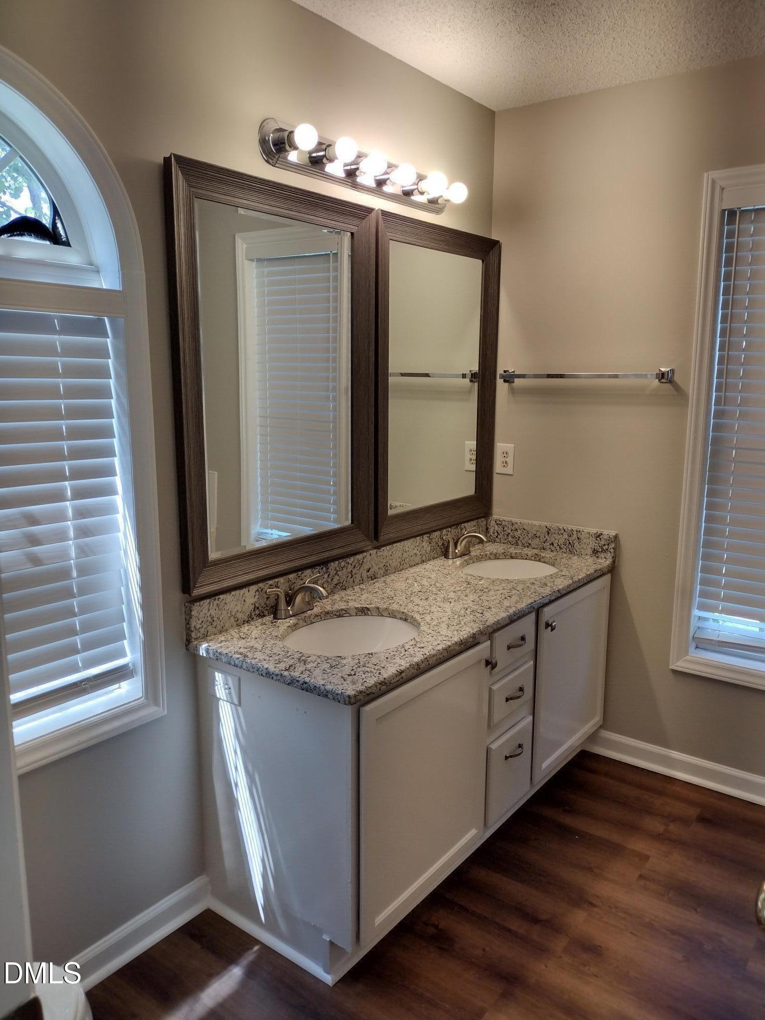 2339 School Creek Place Raleigh, NC 27606 - Photo 6 of 11 a bathroom with a granite countertop sink and a mirror