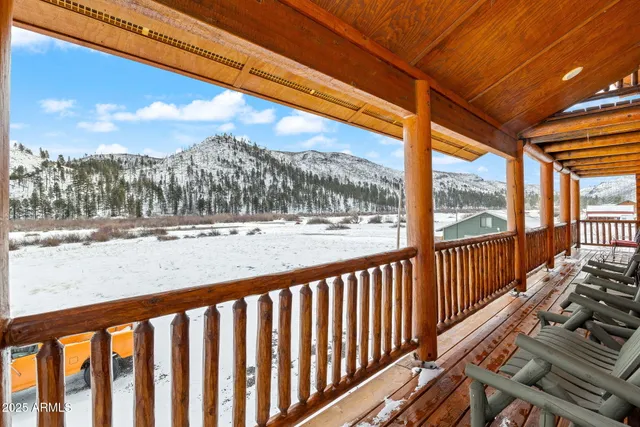 a view of a terrace with a snow