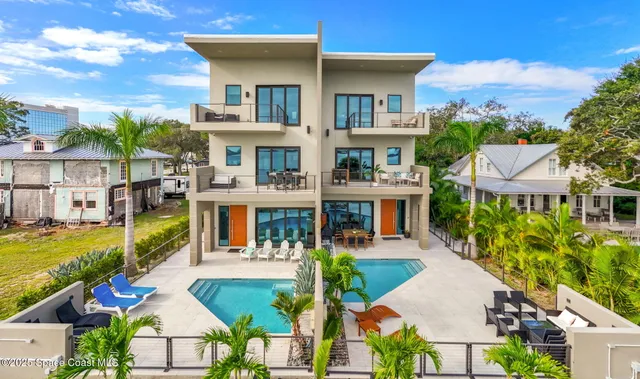a view of balcony with a potted plant