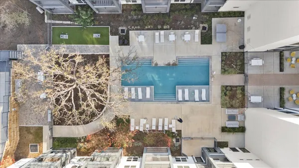 a aerial view of a house with a garden