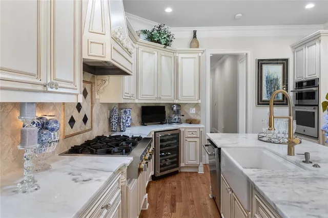 a front view of a house with swimming pool and sitting area