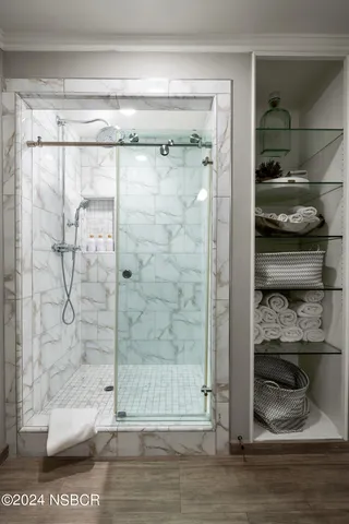 a bathroom with a shower