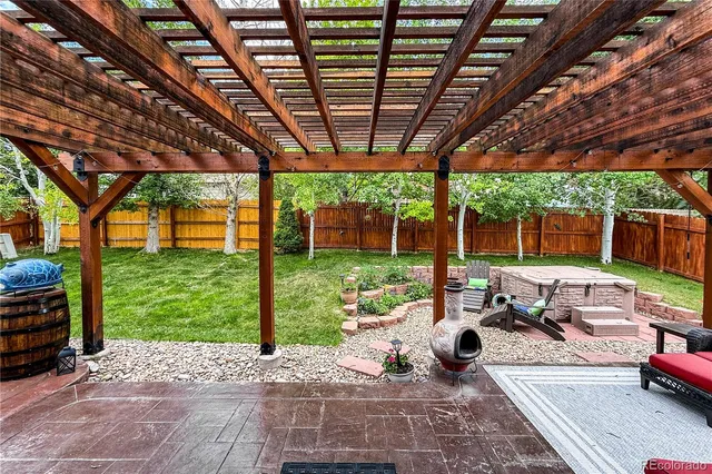 a outdoor living space with furniture