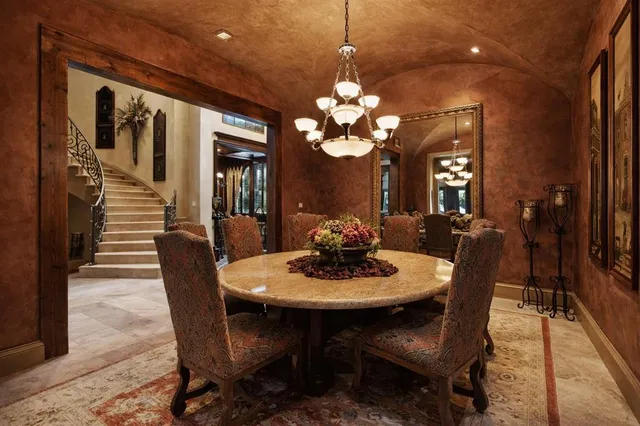 a view of a building with sitting area