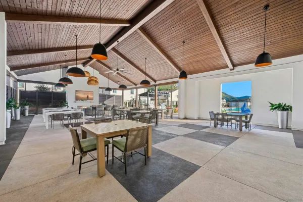 a view of an outdoor space and swimming pool
