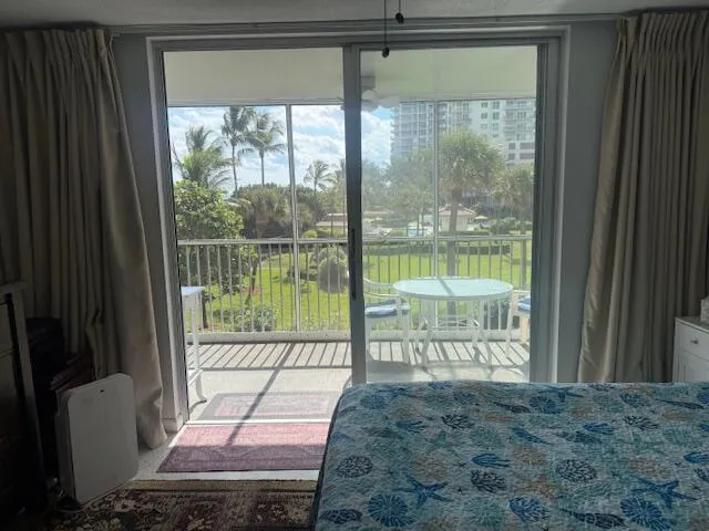 a view of a porch with a tv