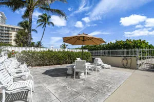 a view of a chair and tables