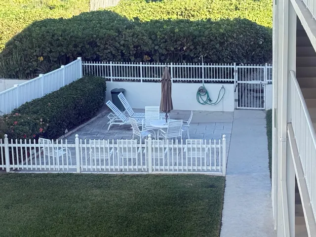 a view of a chair and table