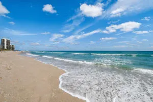 a view of an ocean and beach