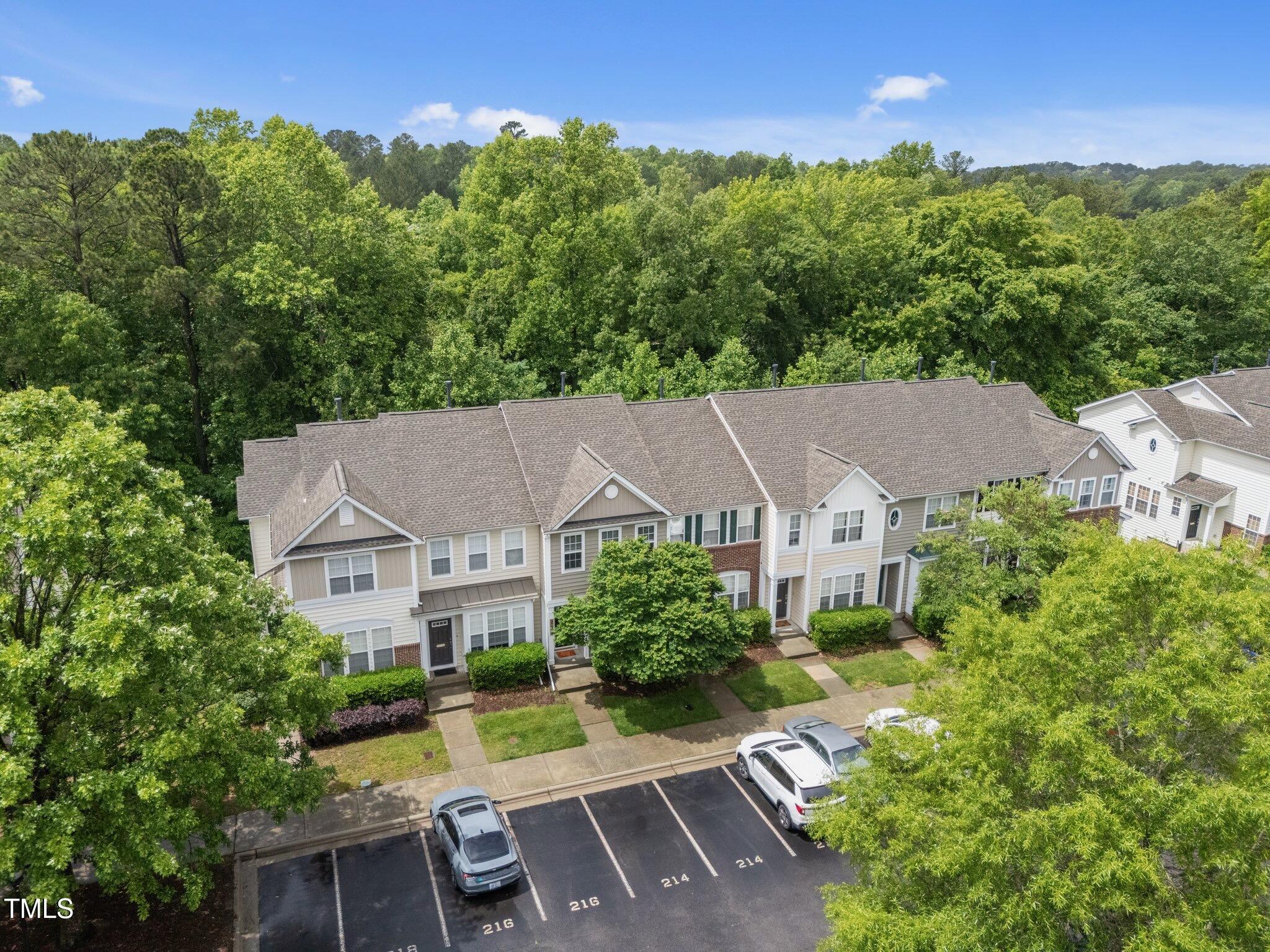 214 Cedar Elm Road Durham, NC 27713 - Photo 33 of 35 an aerial view of a house with swimming pool and garden