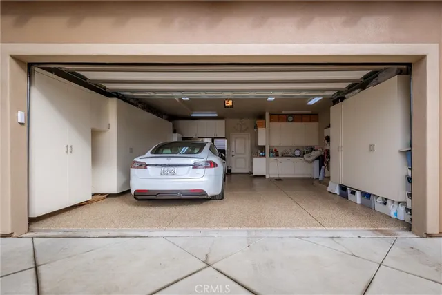 a car parked in a garage