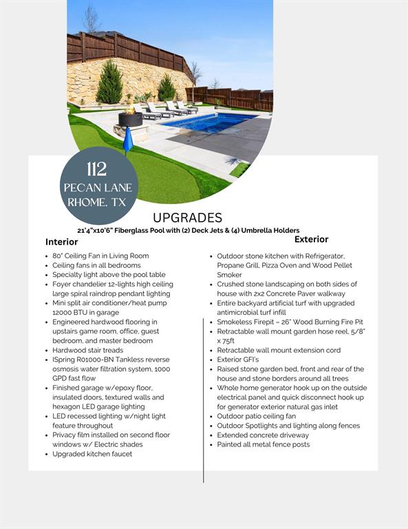 112 Pecan Court Rhome, TX 76078 - Photo 37 of 38 List of upgrades