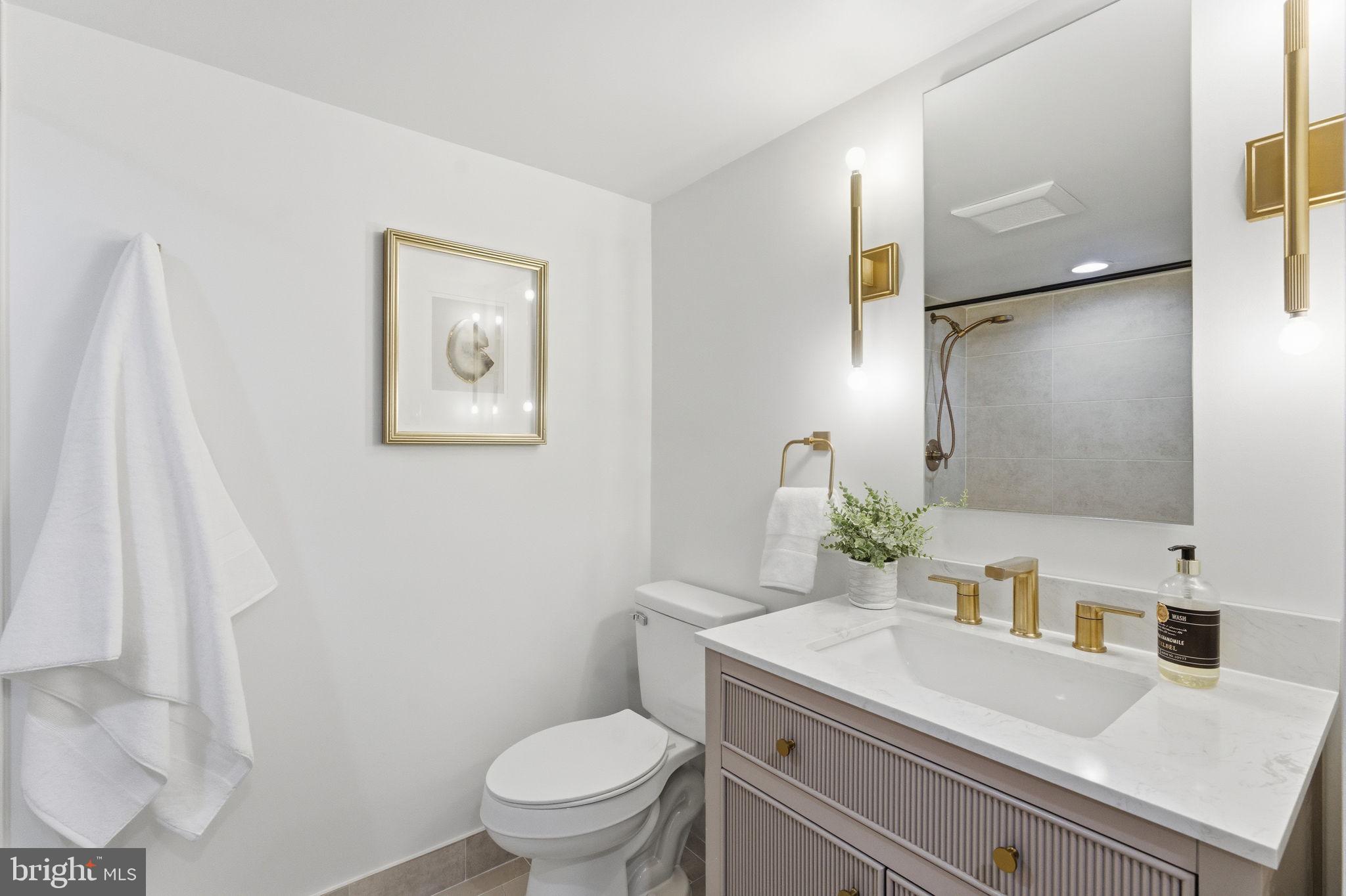 8615 Kerry Lane Springfield, VA 22152 - Photo 39 of 50 a bathroom with a sink a toilet and a mirror