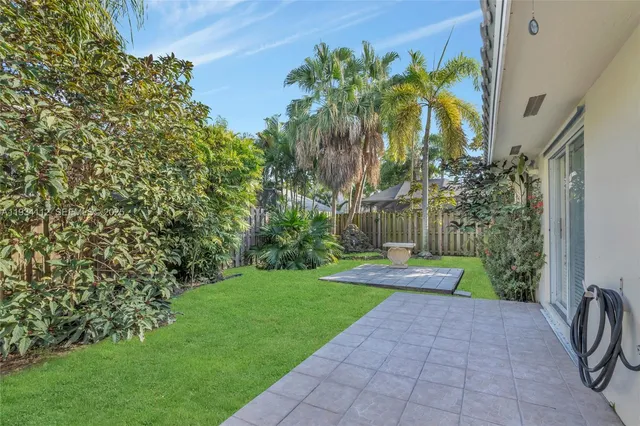 a view of a yard with plants