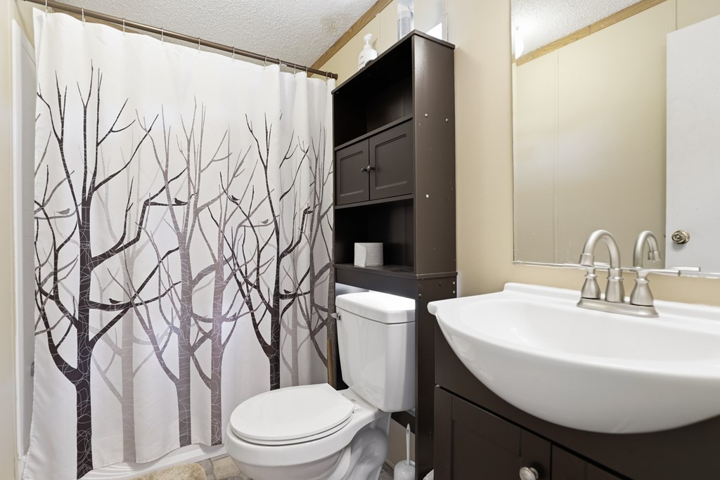 912 Alamo Road Fredericksburg, TX 78624 - Photo 11 of 21 a bathroom with a toilet sink and mirror