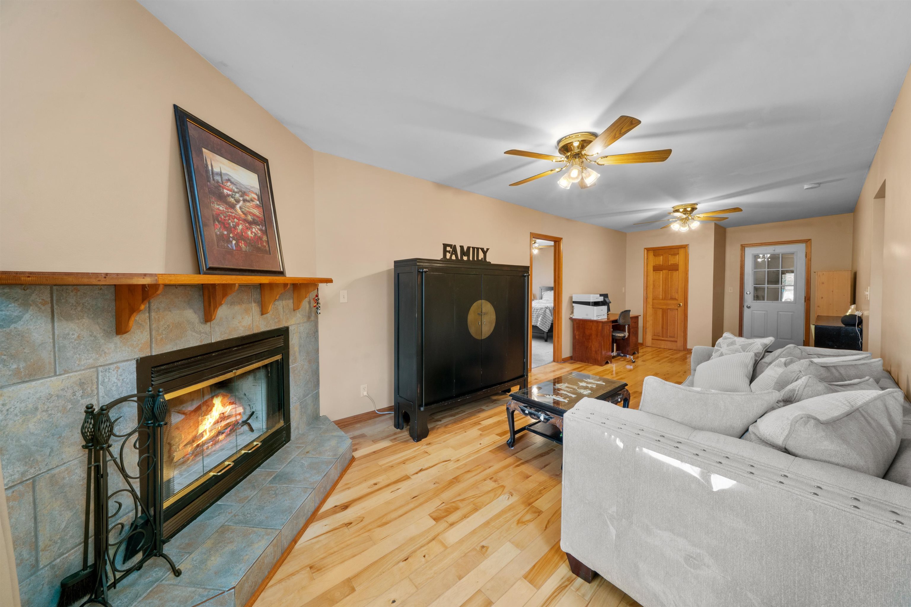 924 Suzy Street Sandwich, IL 60548 - Photo 12 of 48 a living room with furniture a fireplace and a flat screen tv