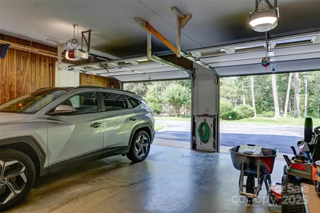 a view of car parked in garage