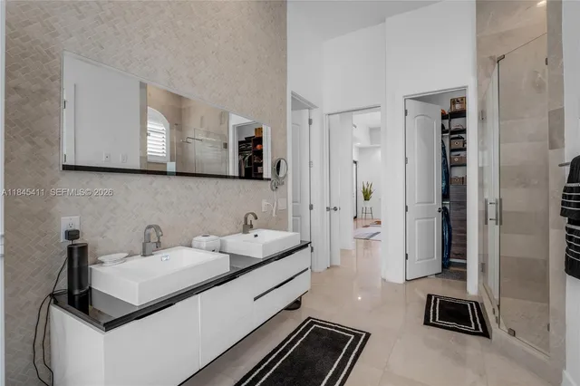 a view of swimming pool with seating space