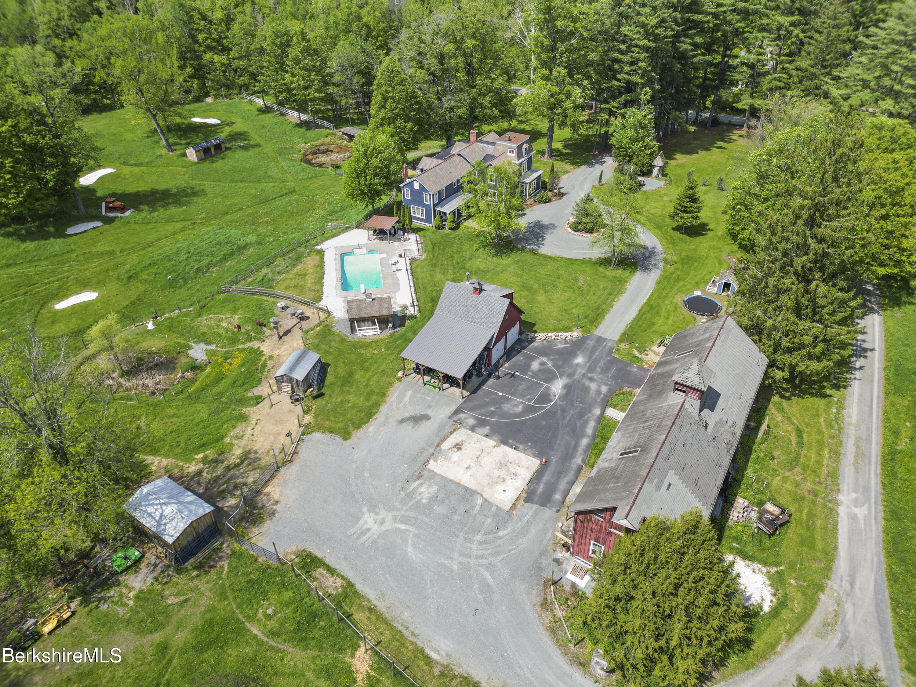 295 Blair Road Williamstown, MA 01267 - Photo 102 of 115 an aerial view of a house with yard swimming pool and outdoor seating