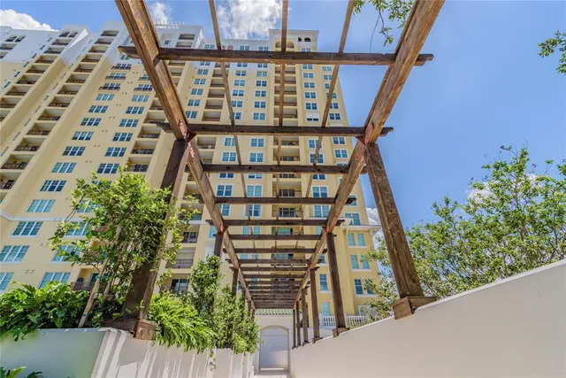 a view of staircase with large window