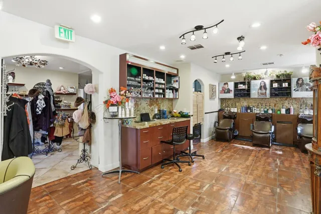 a workspace with furniture