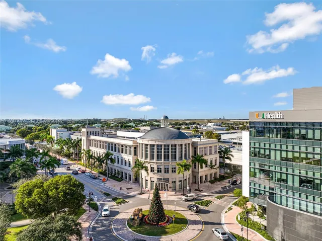 a view of a city with tall buildings