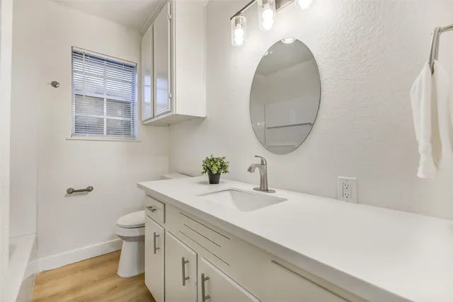 a bathroom with a bathtub