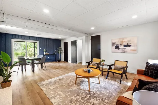 a workspace with furniture and window